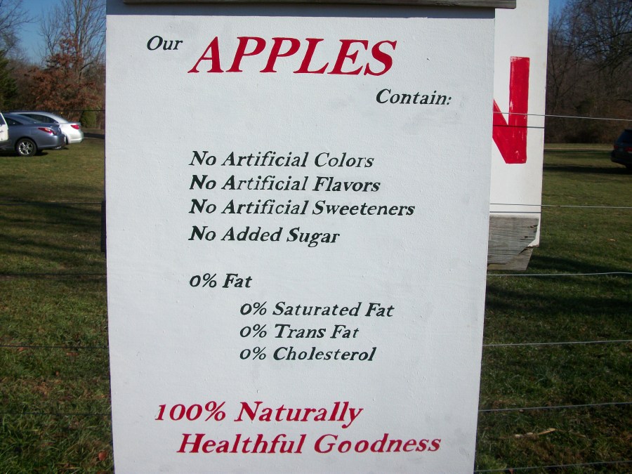 sign at a pick-your-own apple farm